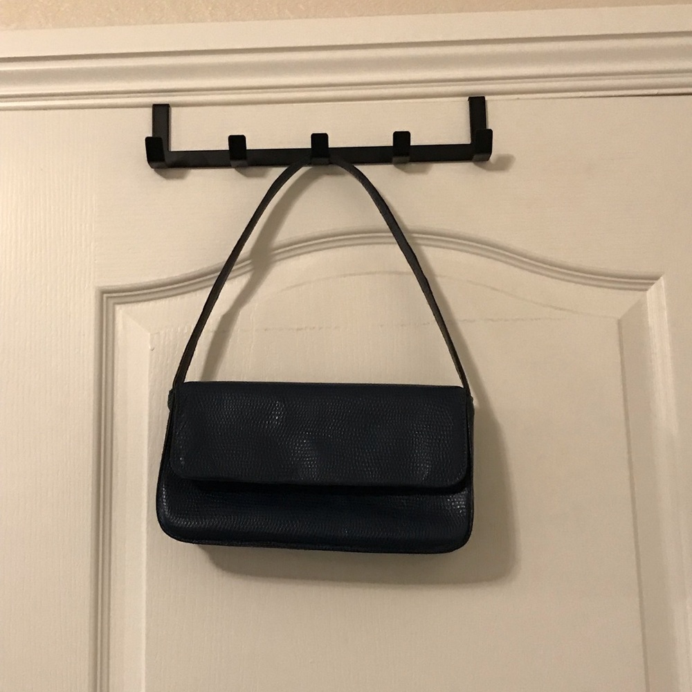 Los Angeles apparel leather structured shoulder bag in navy